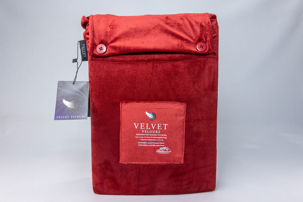 Fluwelen Dekbedovertrek Bordeaux-Rood Velvet/Velours