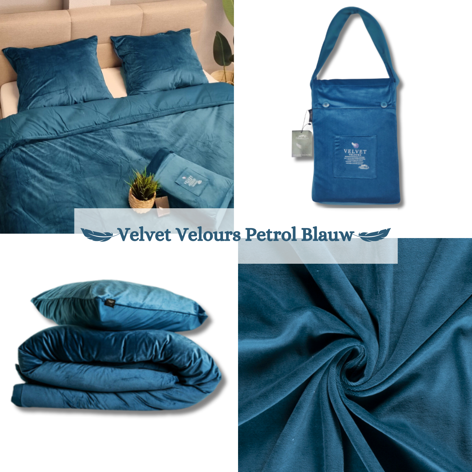 Fluwelen Dekbedovertrek Petrol Blauw Velvet/Velours