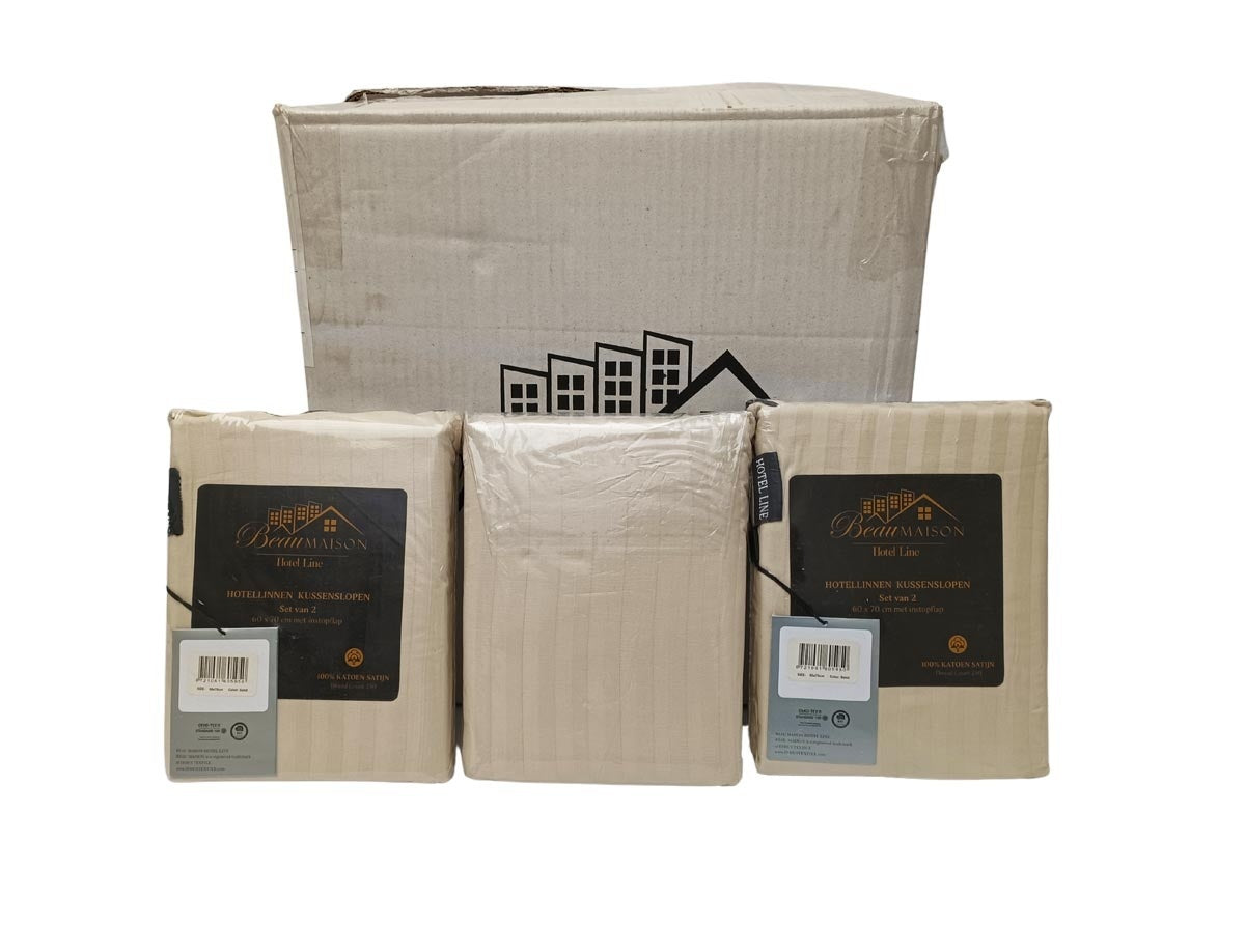 Kussensloop Hotel Line Zandkleurig - 60x70cm  - 2 stuks