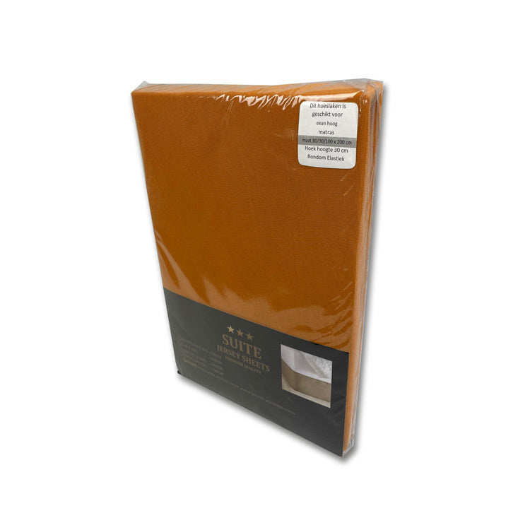 Hoeslaken Katoen Jersey Cognac