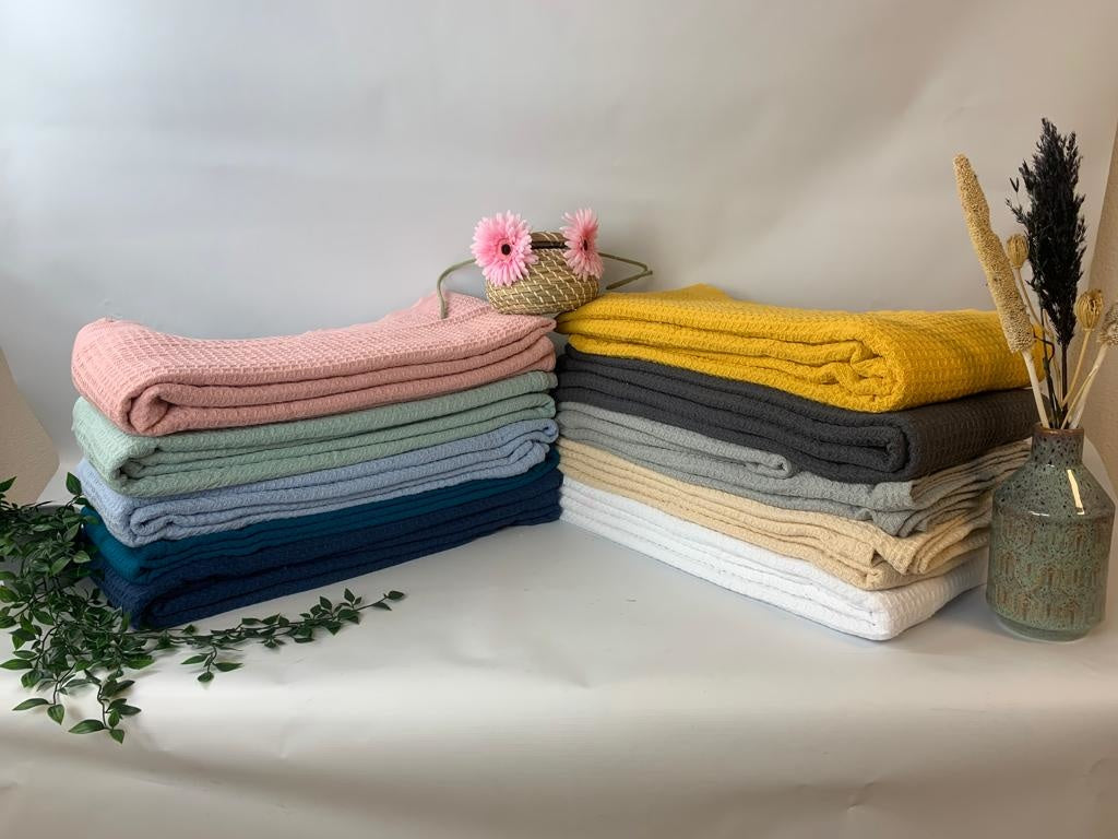 Wit Wafelplaids - Per  stuk verpakt, 12 stuks in doos -  B-Keus