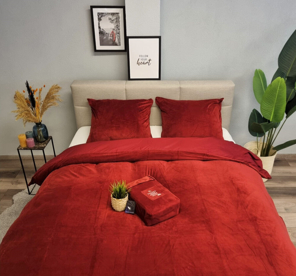 Fluwelen Dekbedovertrek Bordeaux-Rood Velvet/Velours