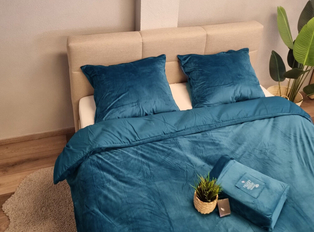Fluwelen Dekbedovertrek Petrol Blauw Velvet/Velours
