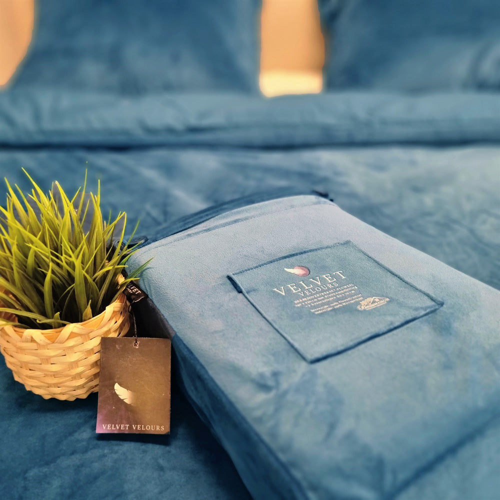 Fluwelen Dekbedovertrek Petrol Blauw Velvet/Velours