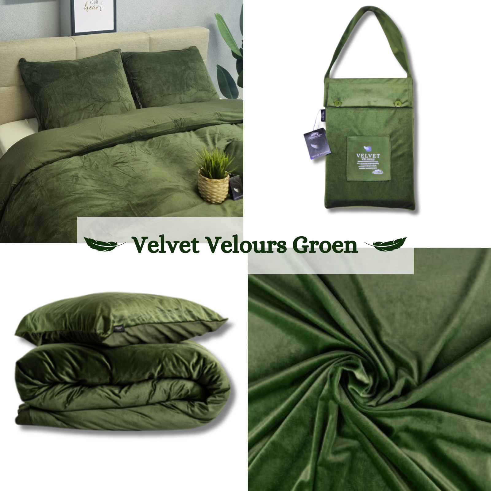 Fluwelen Dekbedovertrek Groen Velvet/Velours